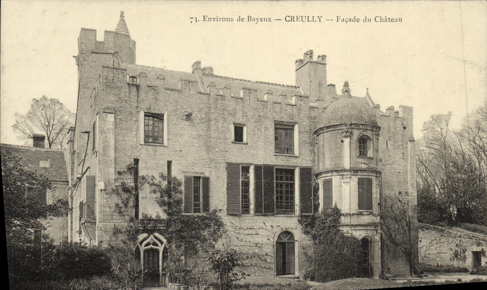 Alrededores de la POSTAL de la VENDIMIA del ataque frontal de Bayeux Creully del castillo