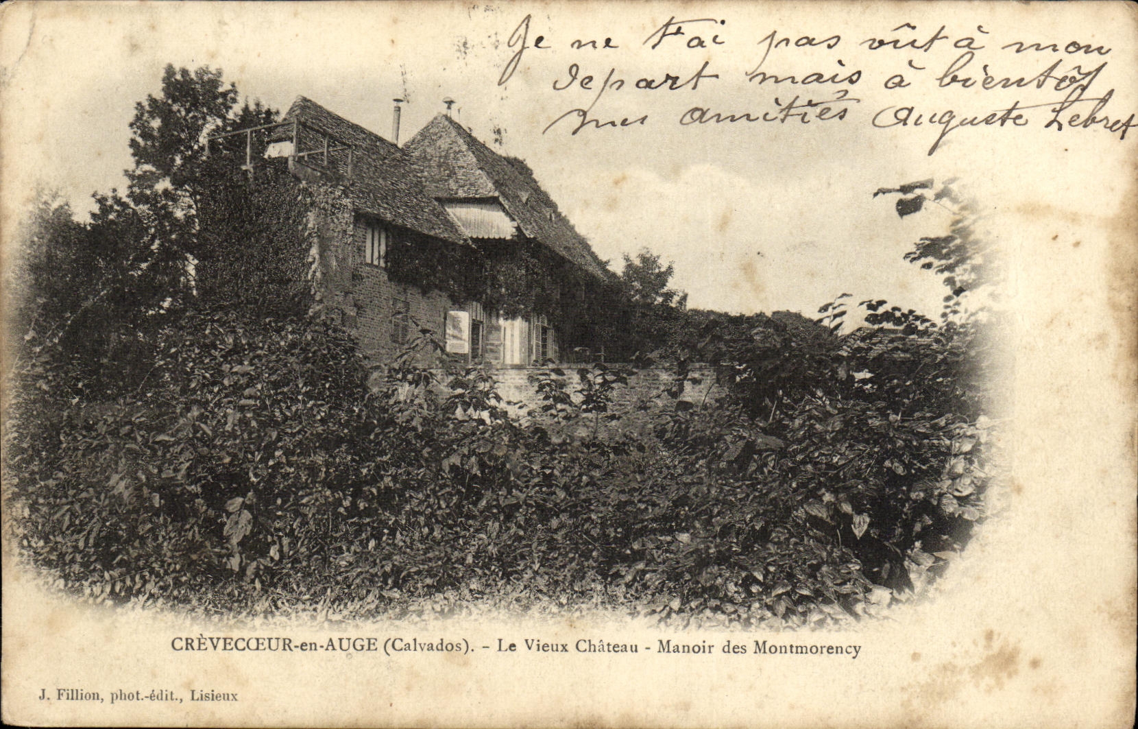 POSTAL Crevecoeur de la VENDIMIA fuera del canal el senorio viejo del castillo de Montmorency