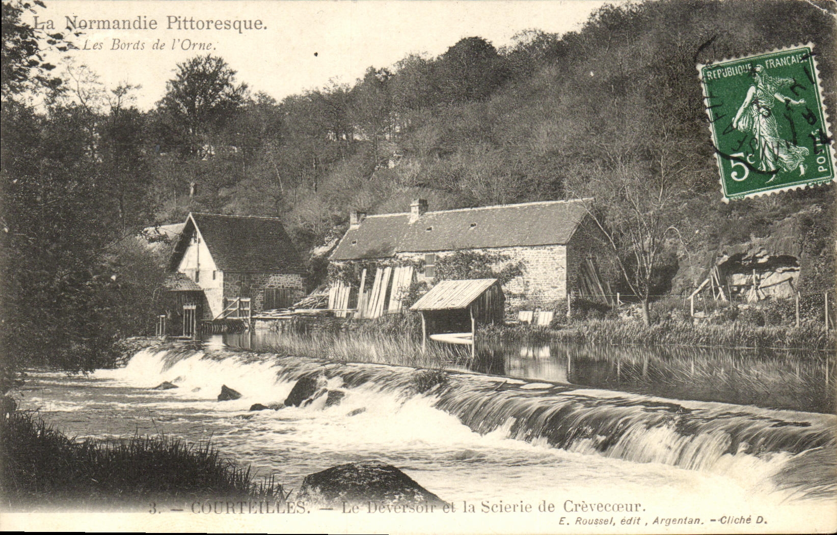 VINTAGE POSTCARD Courtelles the Outfall and the Sawmill of Crevecoeur