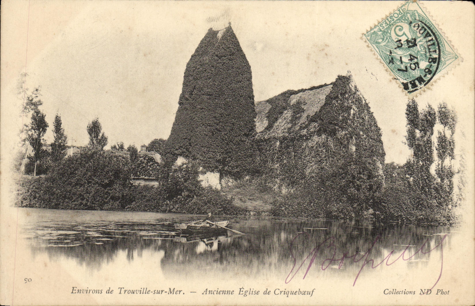 VINTAGE POSTCARD Surroundings of Trouville on Sea Church of Cricqueboeuf