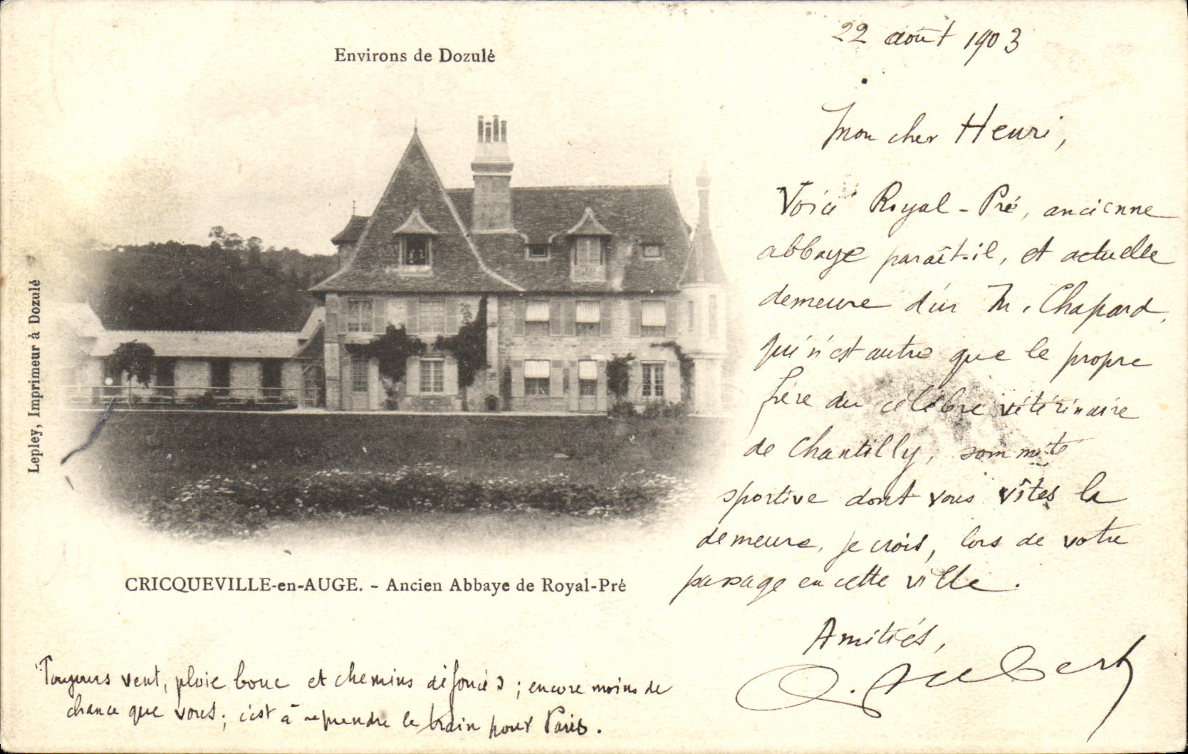 CPA Cricqueville en Auge Ancienne Abbaye de Royal Pre