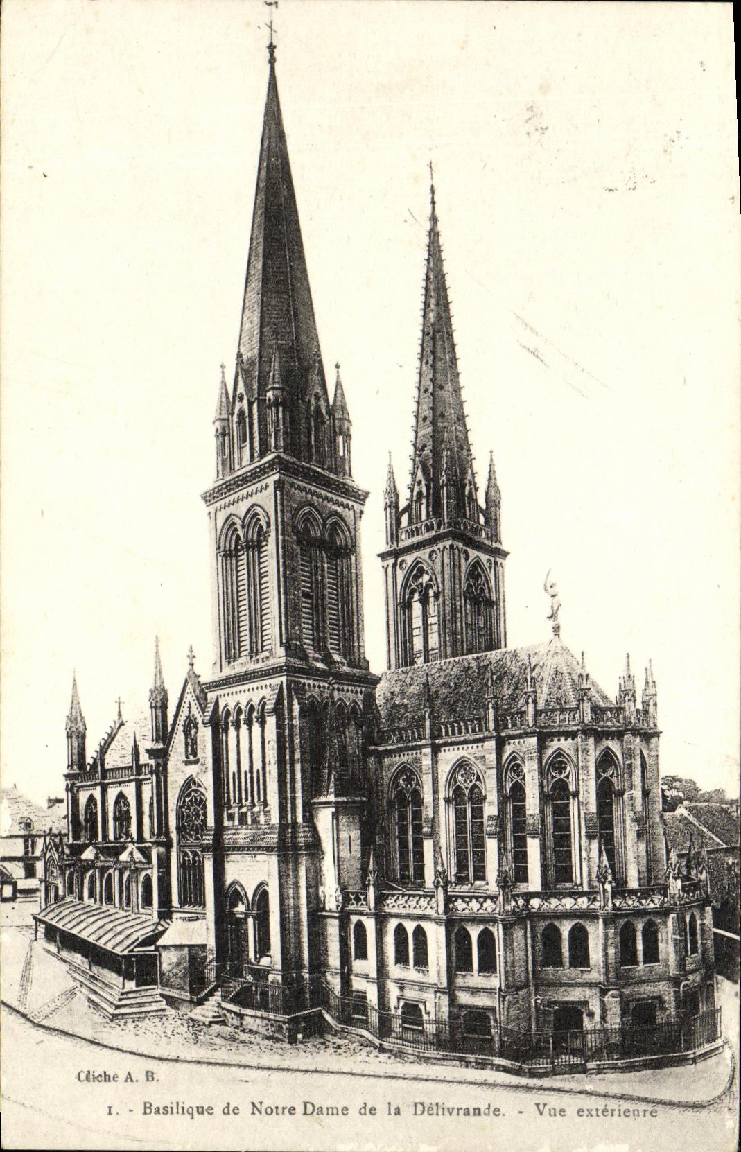 VINTAGE POSTCARD Basilica of Notre Dame of Delivrande Seen external