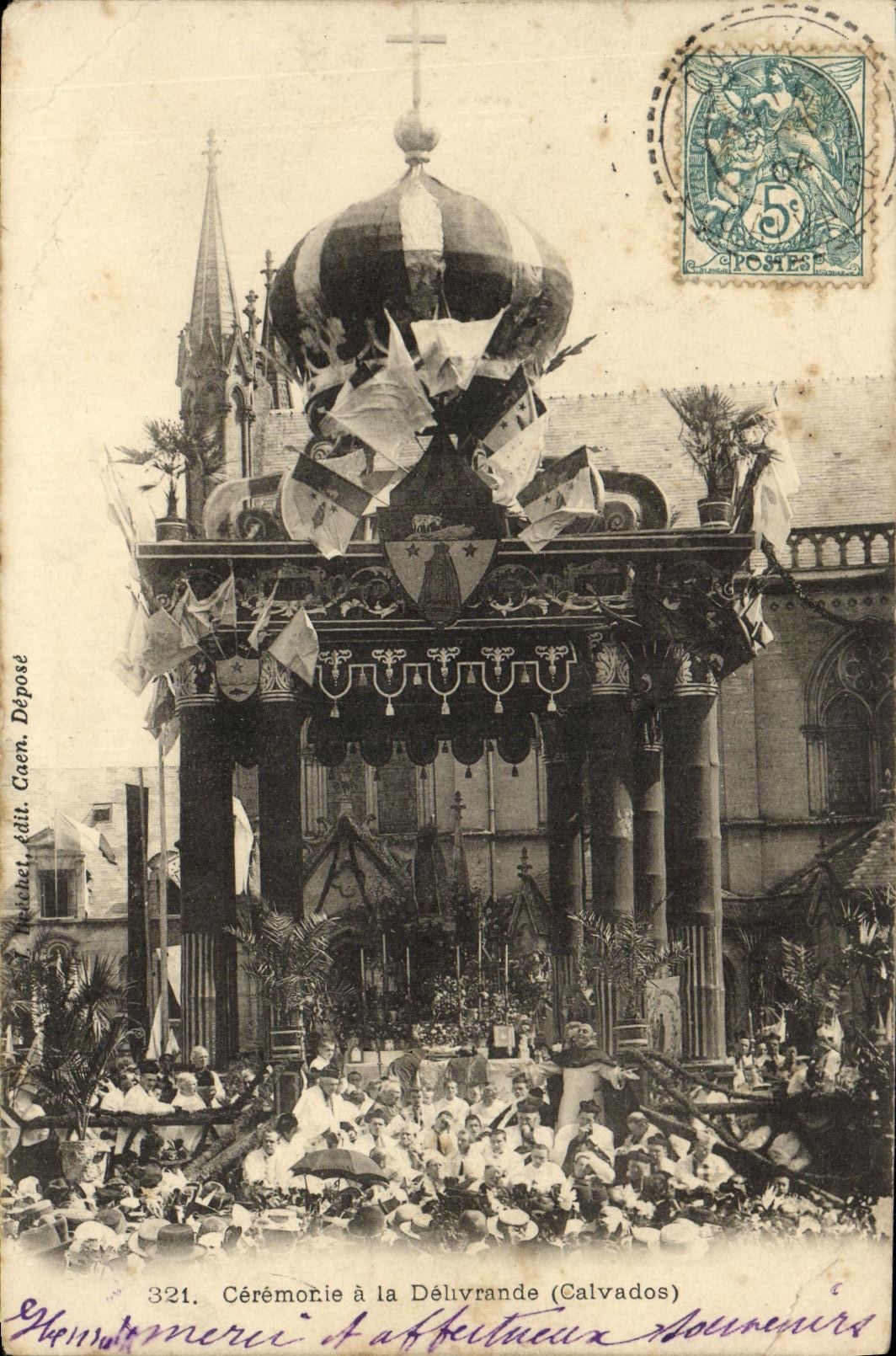 VINTAGE POSTCARD Ceremony in Delivrande