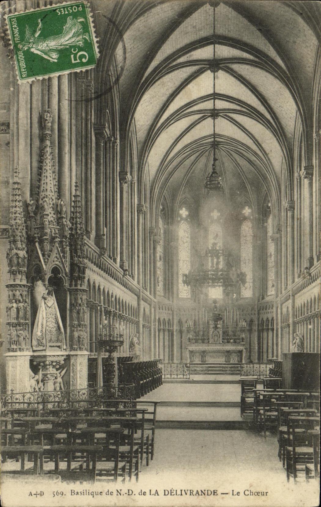 VINTAGE POSTCARD Basilica of NR D of Delivrande Chorus