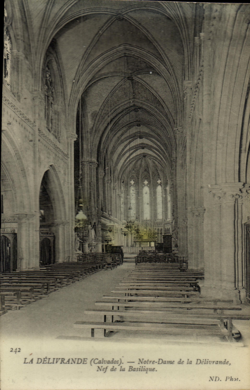 VINTAGE POSTCARD Delivrande Notre Dame of Delivrande Nave of the Basilica