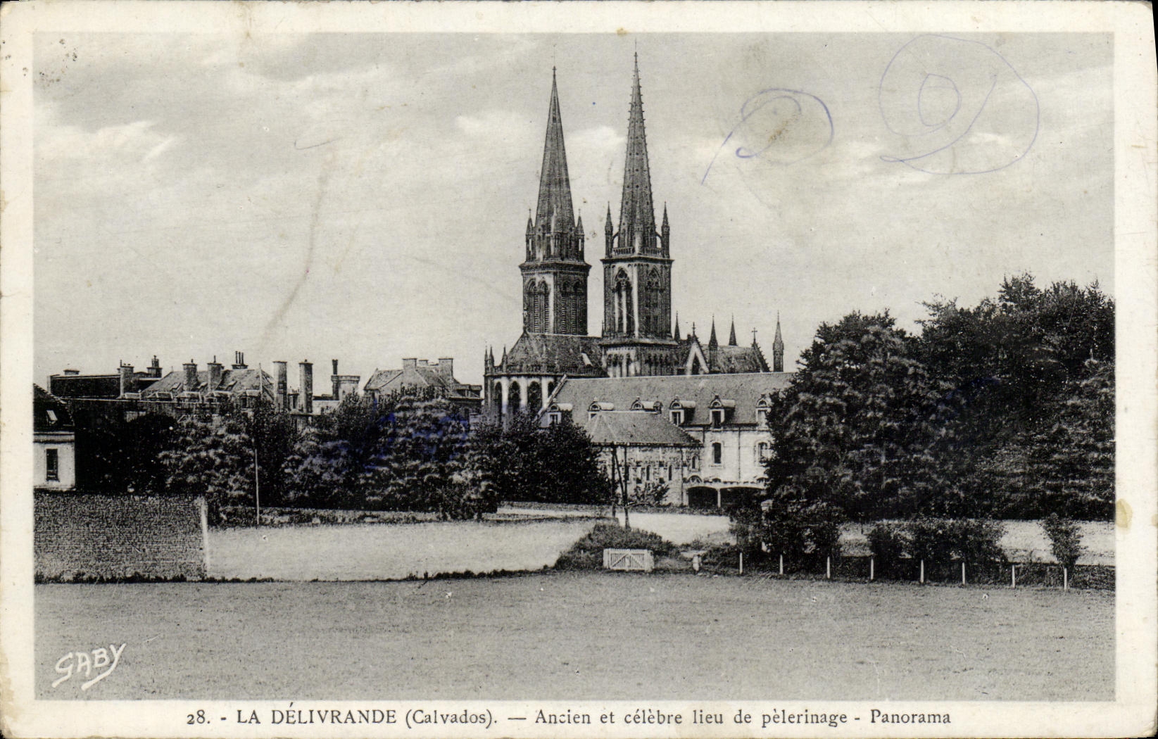 MODERN CARD Old Delivrande and celebrates place of pilgrimage Panorama