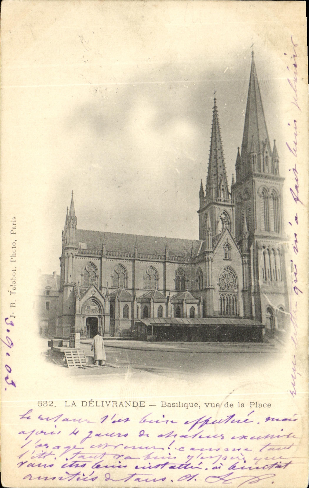 VINTAGE POSTCARD Delivrande Basilica Seen of the Place
