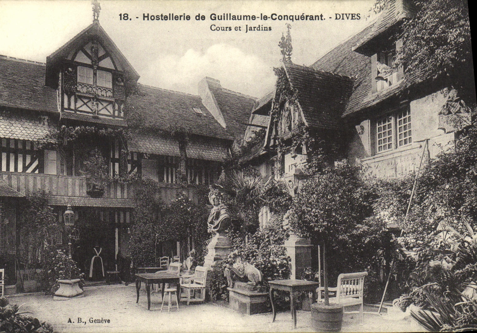 VINTAGE POSTCARD William the Conqueror Fashionable country inn Divine Courses and gardens
