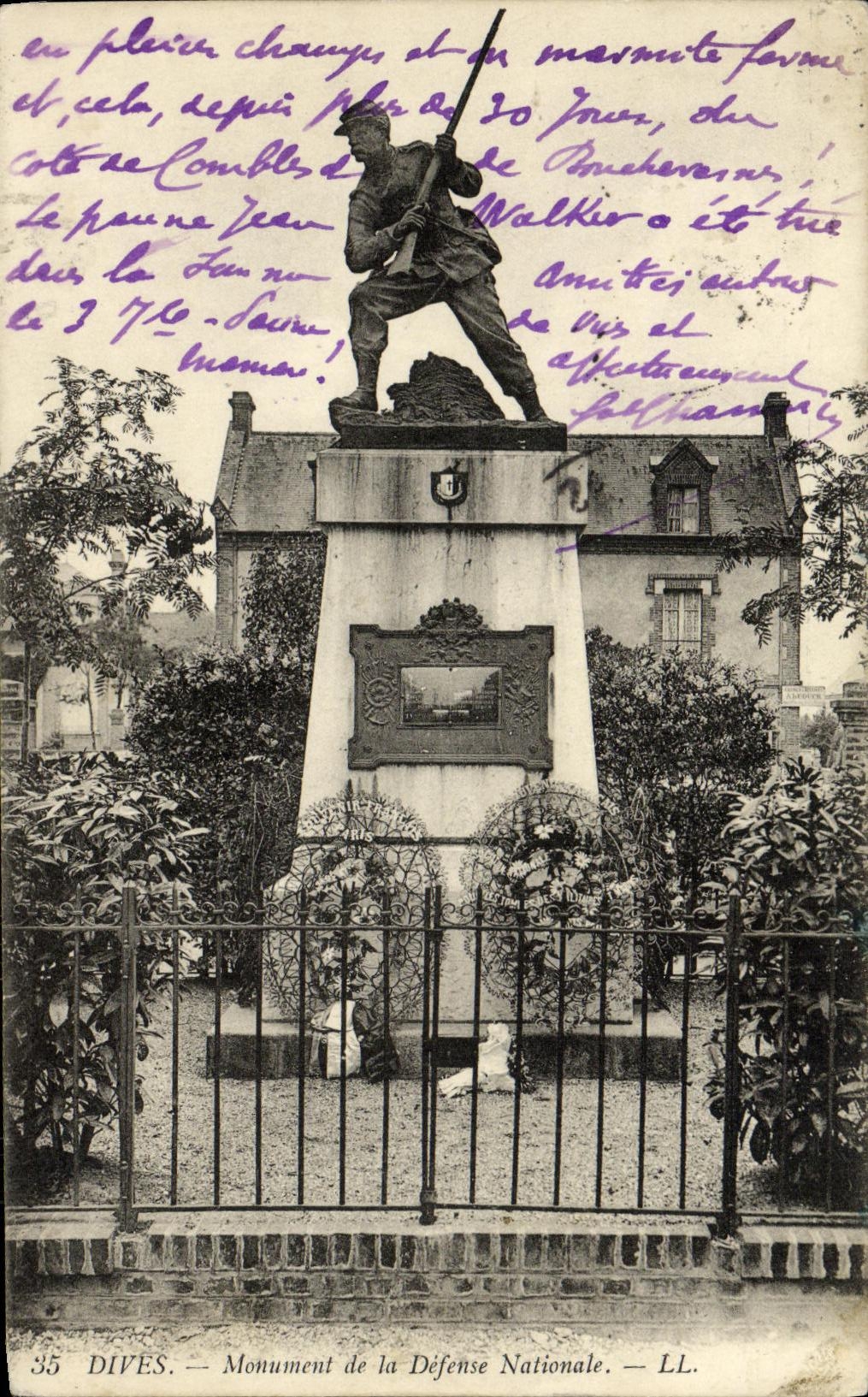 Monumento divino de la POSTAL de la VENDIMIA de la defensa nacional de Militaria