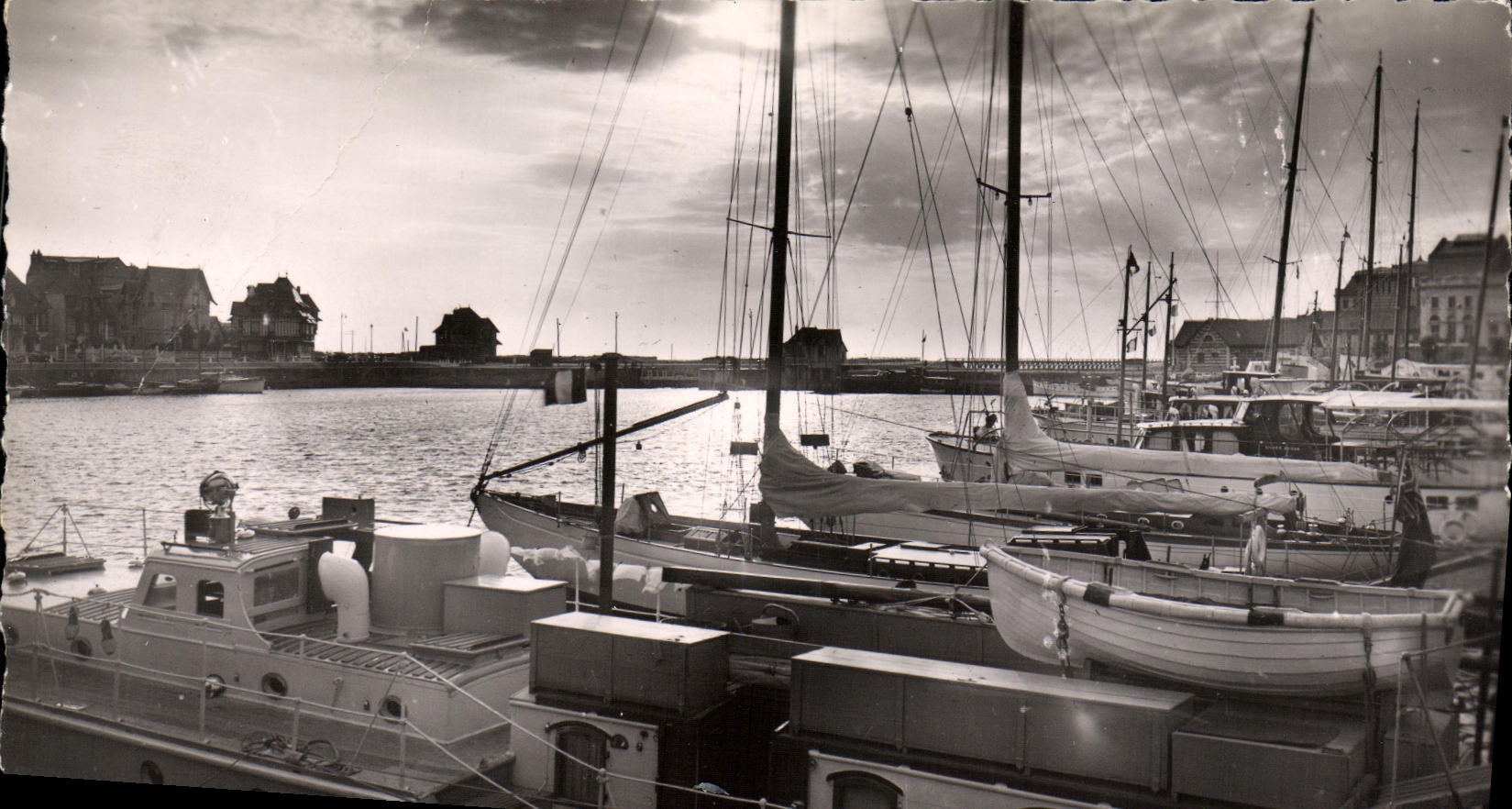 MODERN CARD Deauville Trouville Twilight on the Basin of the Yachts Boats