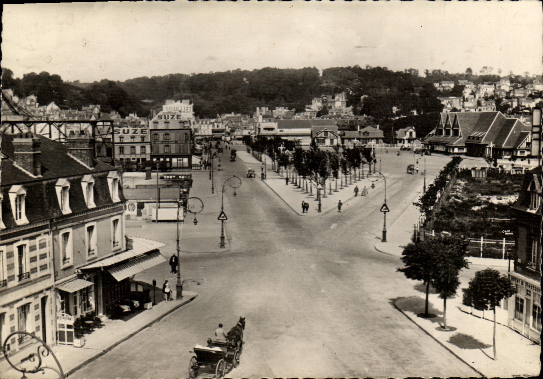 MODERN CARD Deauville Trouville Aveneu of the Republic and Place of the station
