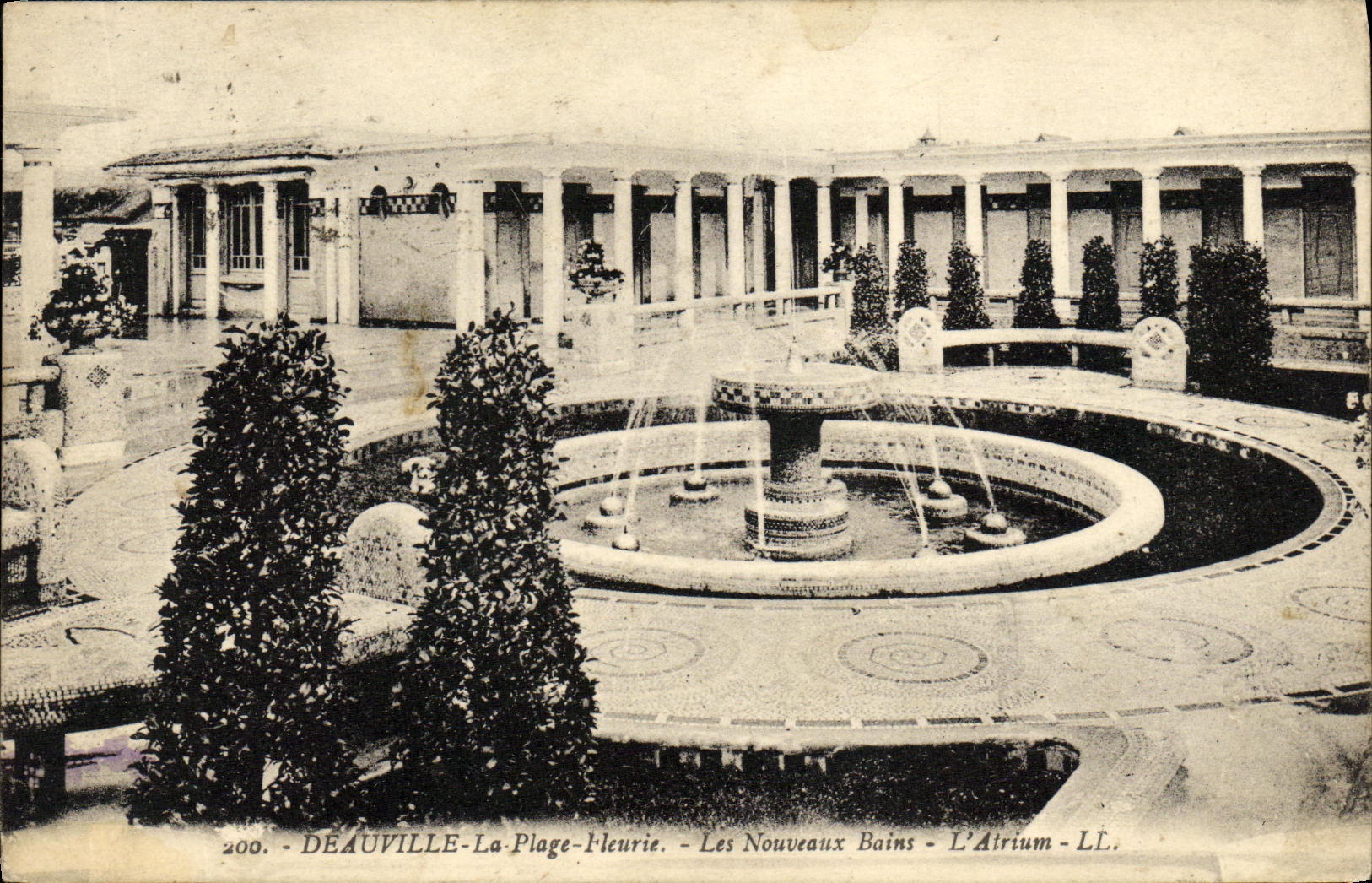 VINTAGE POSTCARD Deauville the Flowered Beach the New Baths L atrium