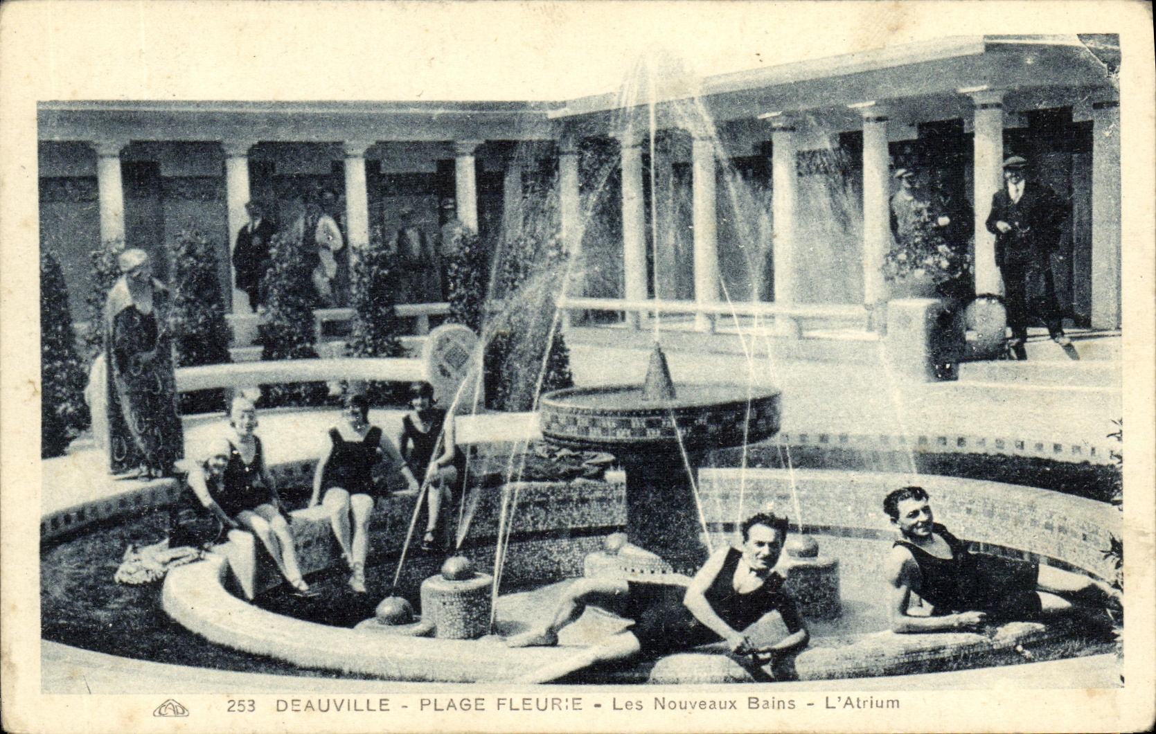 VINTAGE POSTCARD Deauville Flowered Beach L Atrium