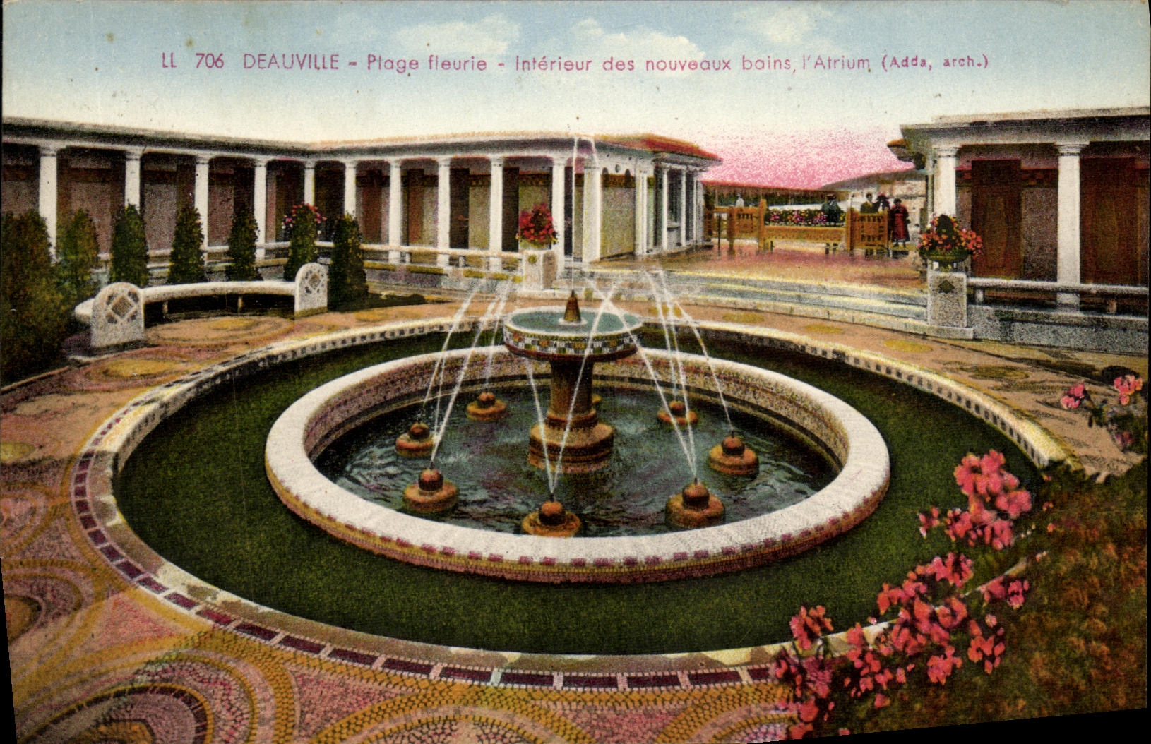 VINTAGE POSTCARD Deauville Beach Flowered Interior of the New Baths