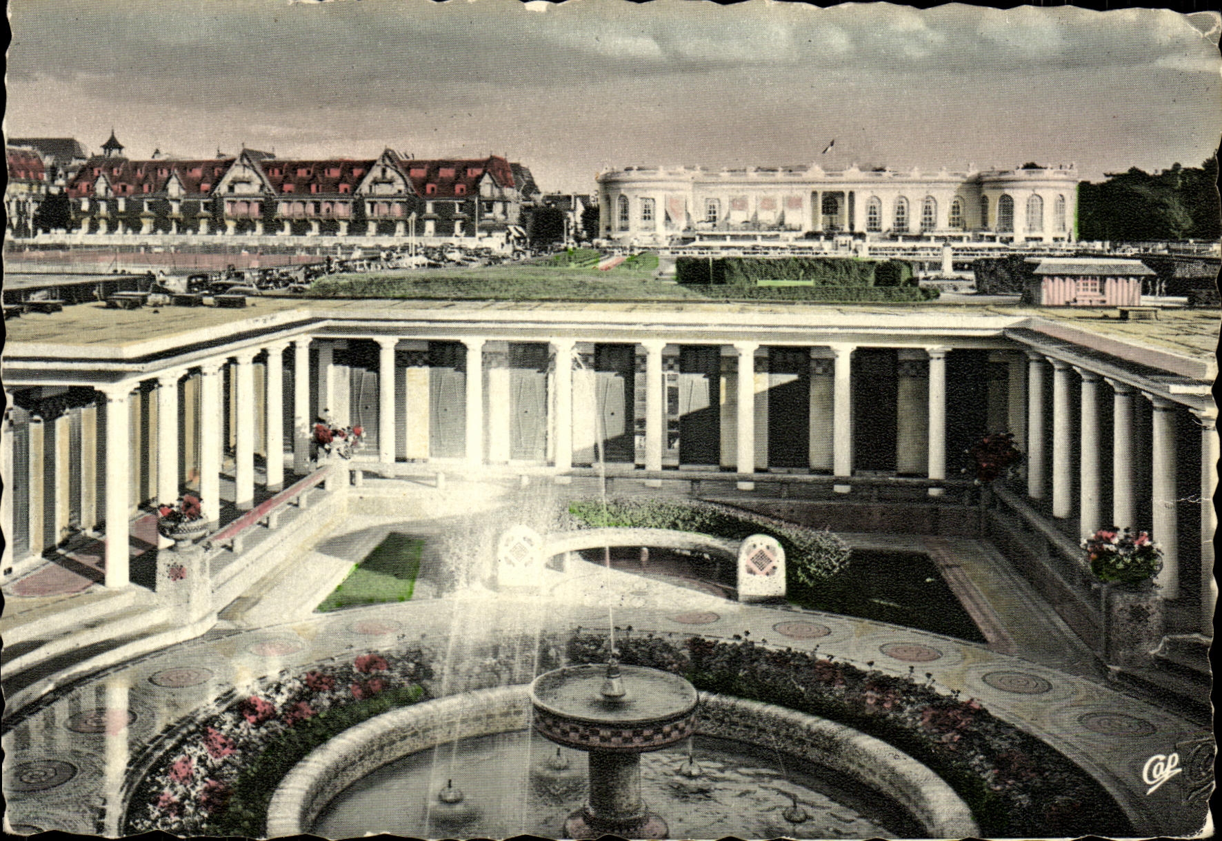 MODERN CARD Deauville Flowered Beach the Casino and Normandy Hotel and L establishment of baths