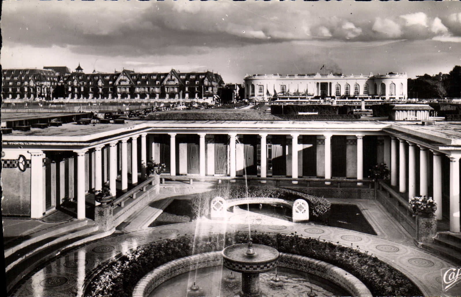 VINTAGE POSTCARD Deauville Flowered Beach the Casino Normandy Hotel and L establishment of the baths