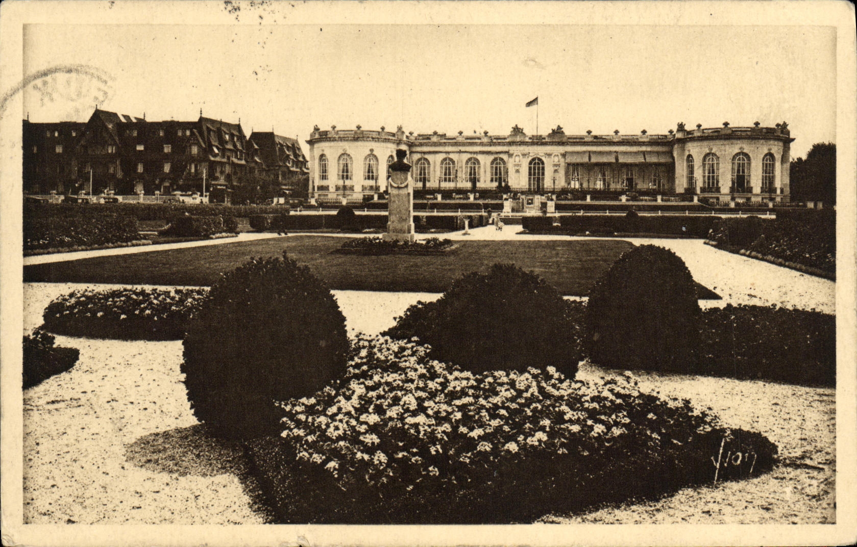 VINTAGE POSTCARD Deauville the Casino and Normandy Hotel and ajrdins