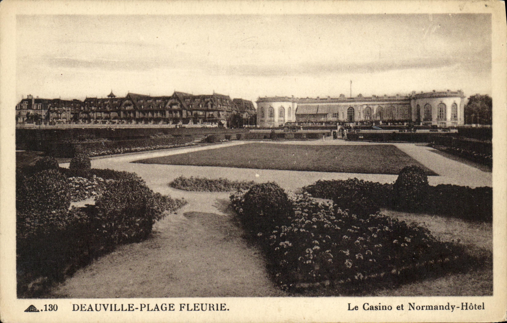 VINTAGE POSTCARD Deauville the Flowered Beach the Casino and Normandy Hotel