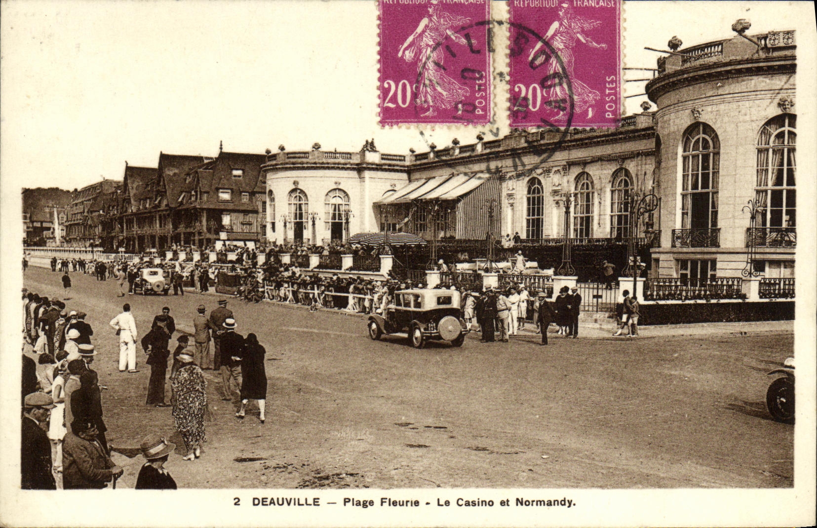 VINTAGE POSTCARD Deauville the Flowered Beach the Casino and Normandy