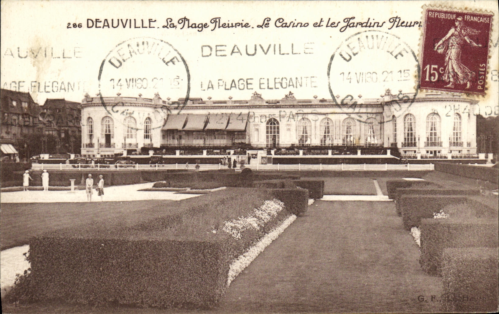 VINTAGE POSTCARD Deauville the Flowered Beach the flowered Casino and gardens