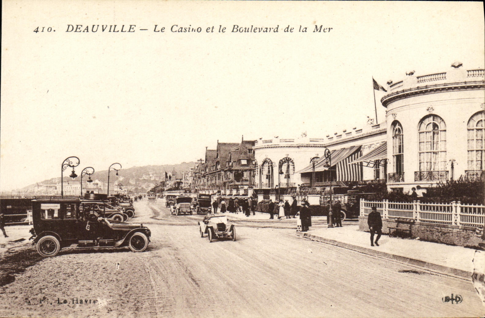 VINTAGE POSTCARD Deauville the Flowered Beach the Casino and the boulevard of the sea