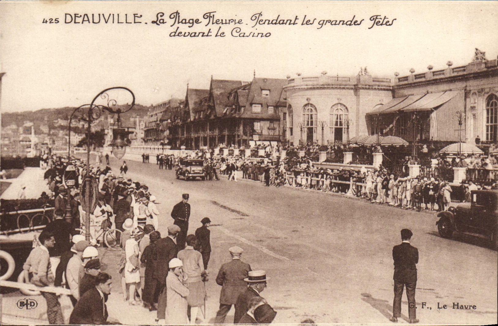 VINTAGE POSTCARD Deauville the Beach Flowered During the great festivals in front of the Casino