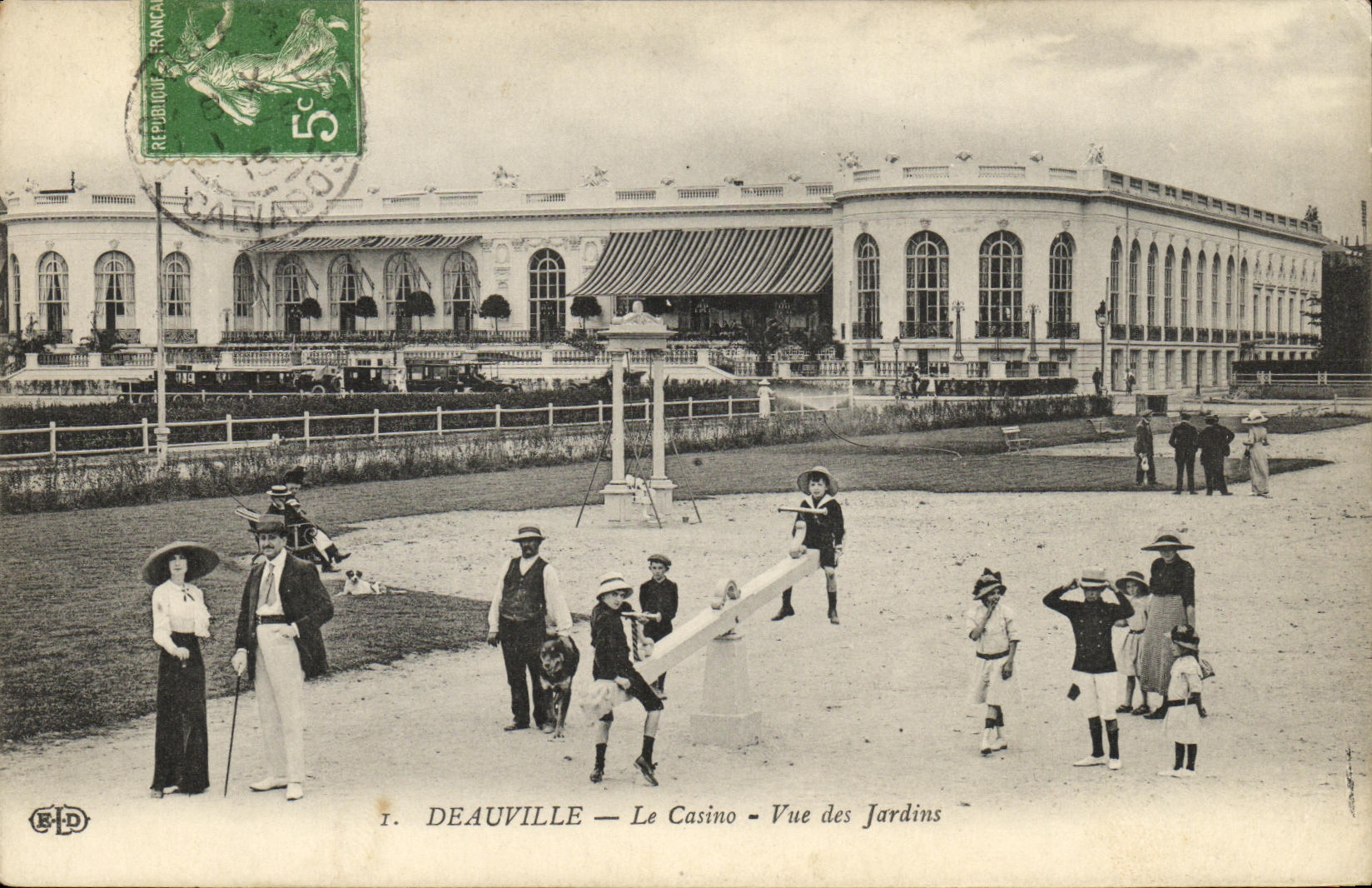 VINTAGE POSTCARD Deauville the Casino Seen of the gardens Children