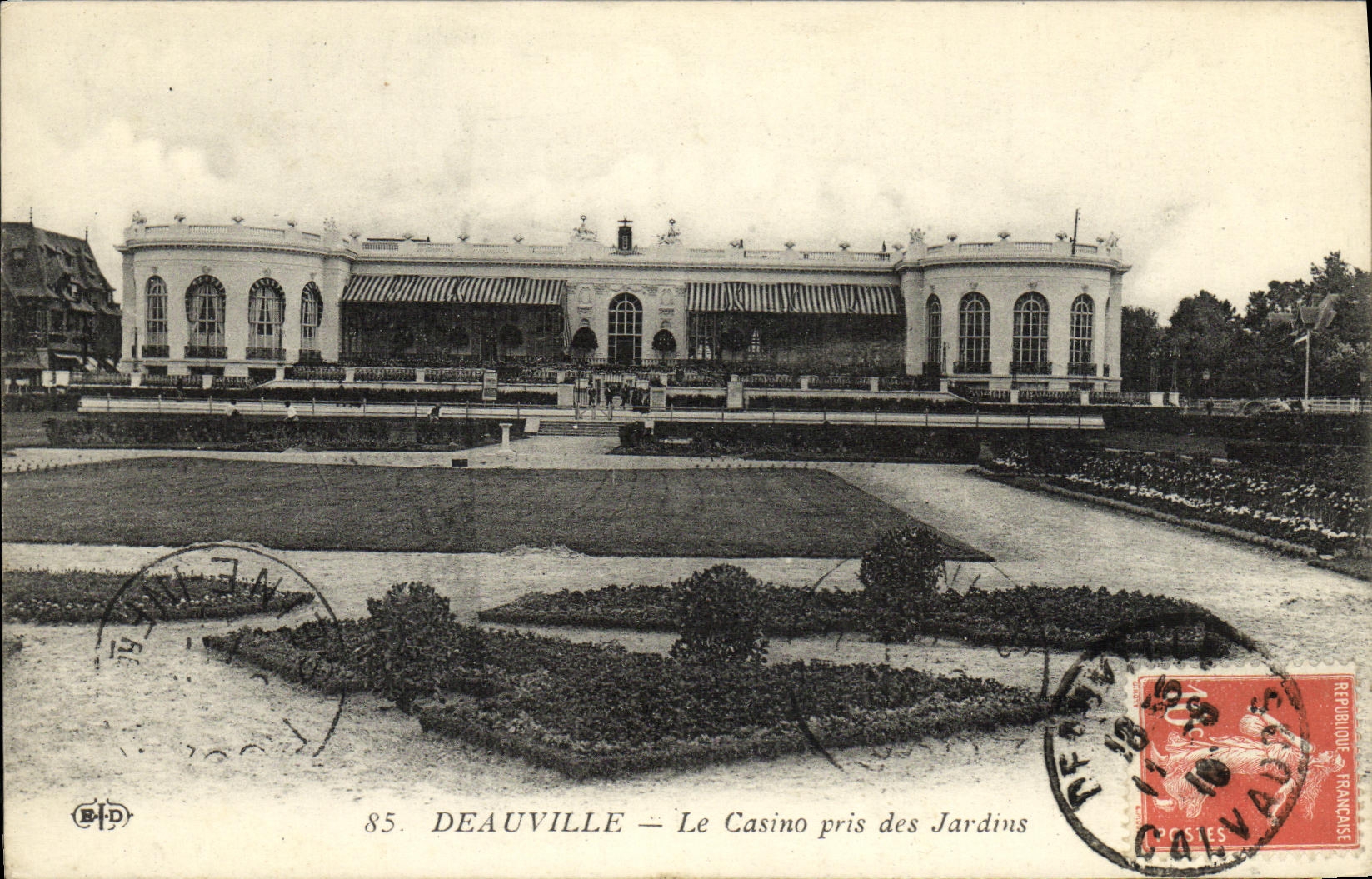 VINTAGE POSTCARD Deauville the Casino Taken of the Gardens