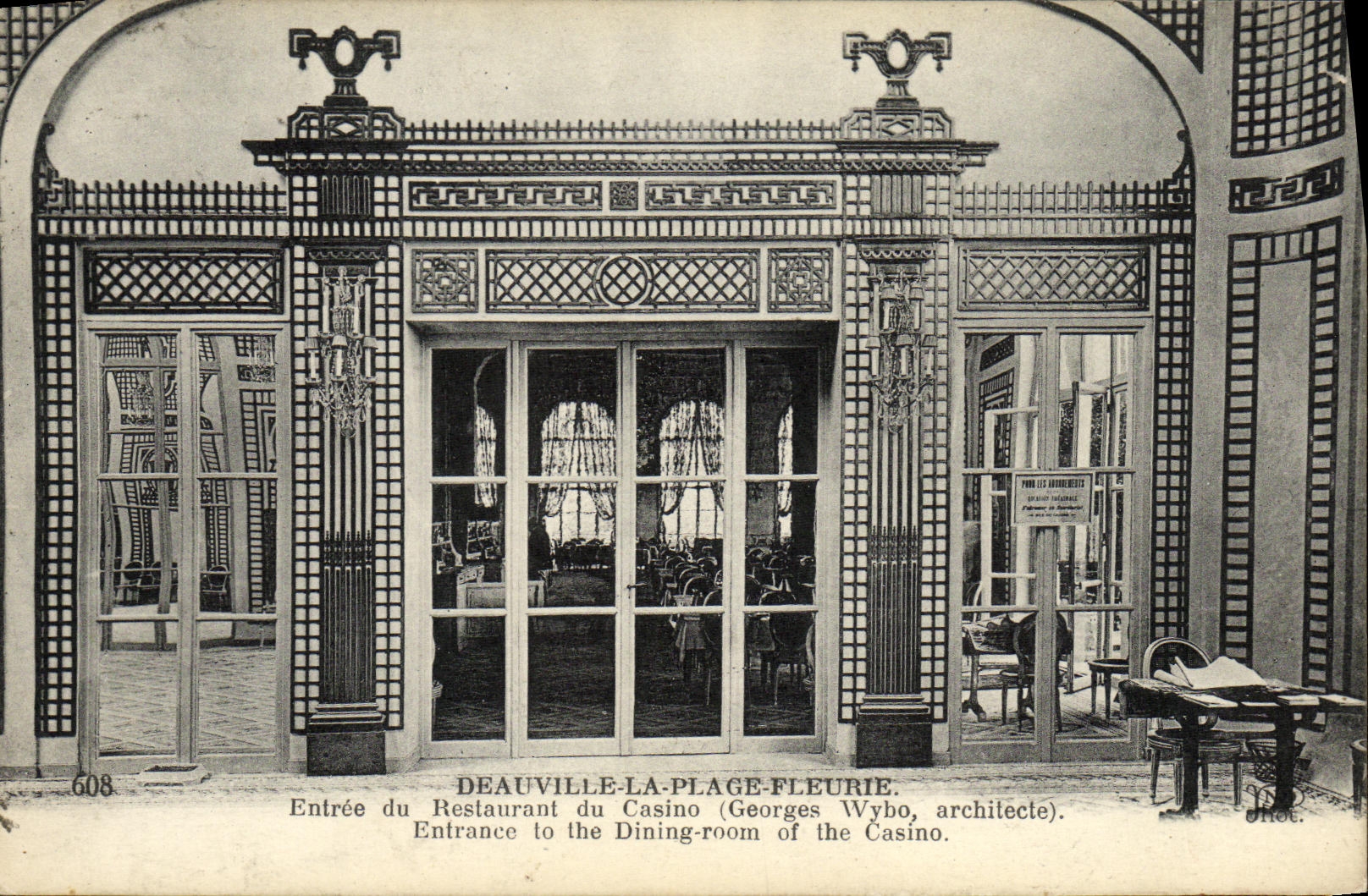 VINTAGE POSTCARD Deauville the entered Flowered Beach of the restaurant of the casino