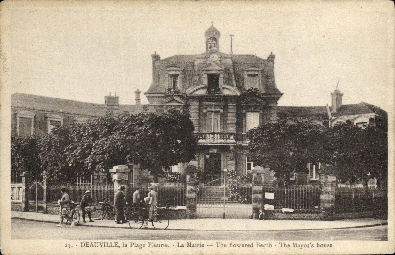 VINTAGE POSTCARD Deauville the Flowered Beach the town hall