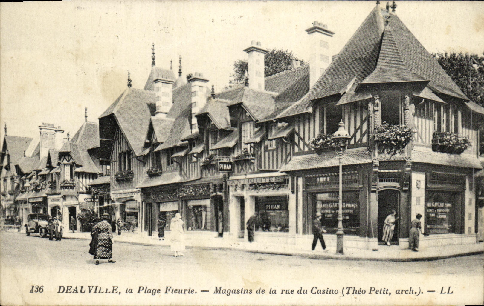 VINTAGE POSTCARD Deauville the Flowered Beach Stores of the street of the casino