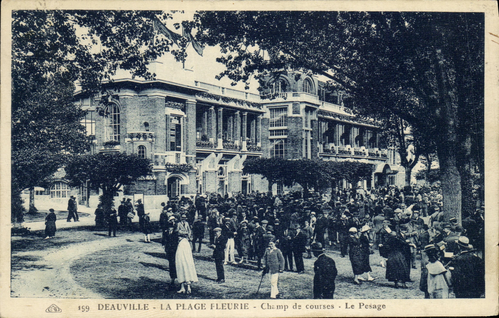 VINTAGE POSTCARD Deauville the Racecourse the Flowered Beach weighing Hippisme Horses