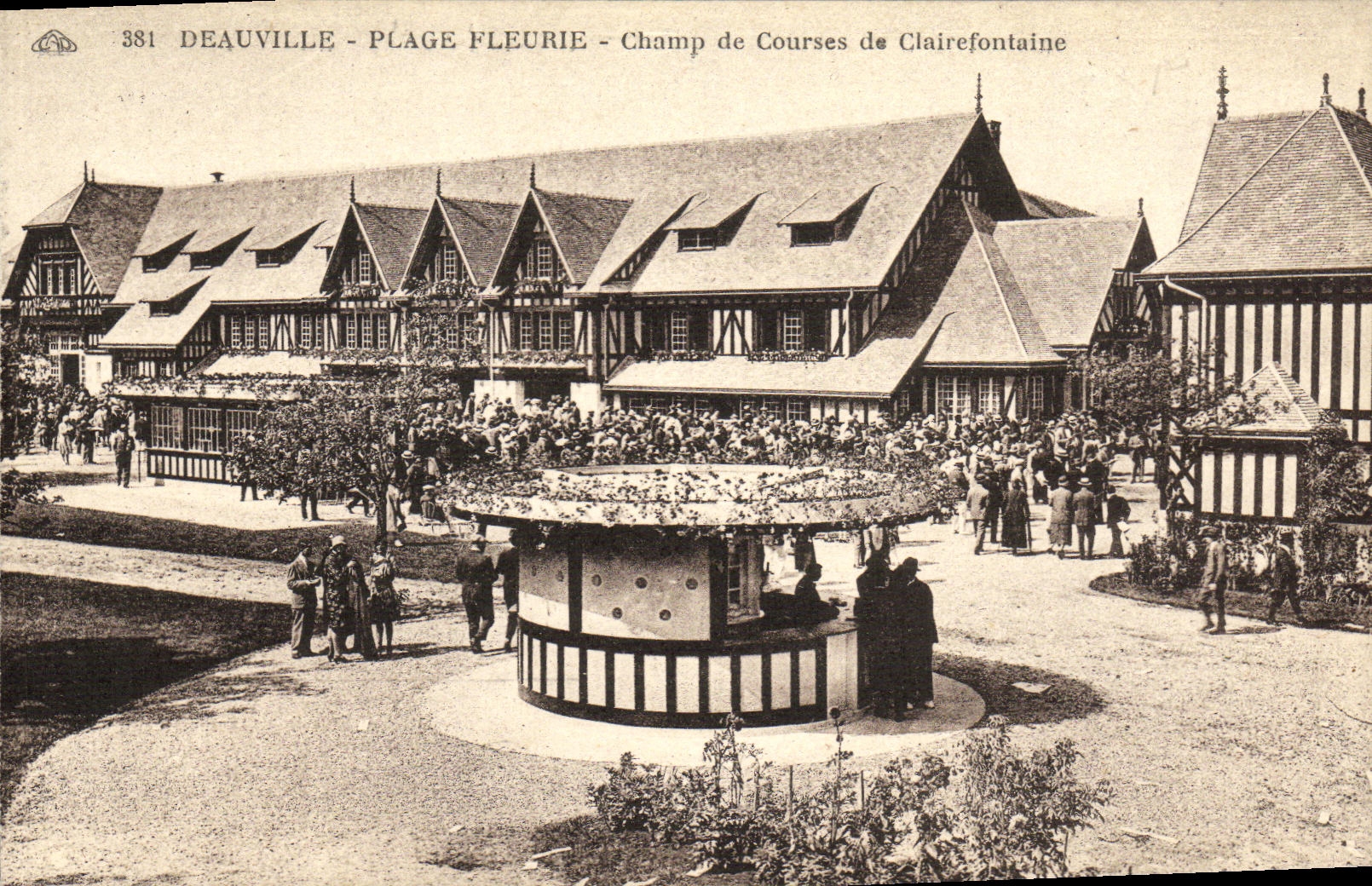 VINTAGE POSTCARD Deauville the Flowered Beach Racecourse of Clairefontaine Hippisme Horses