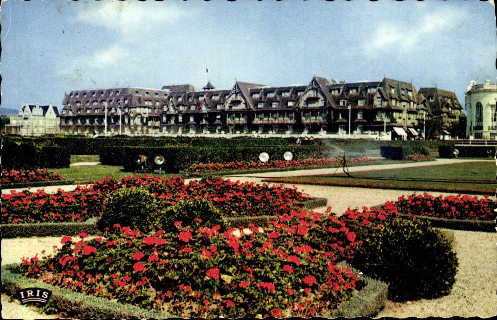 VINTAGE POSTCARD Flowered Deauville Beach Normandy L Hotel