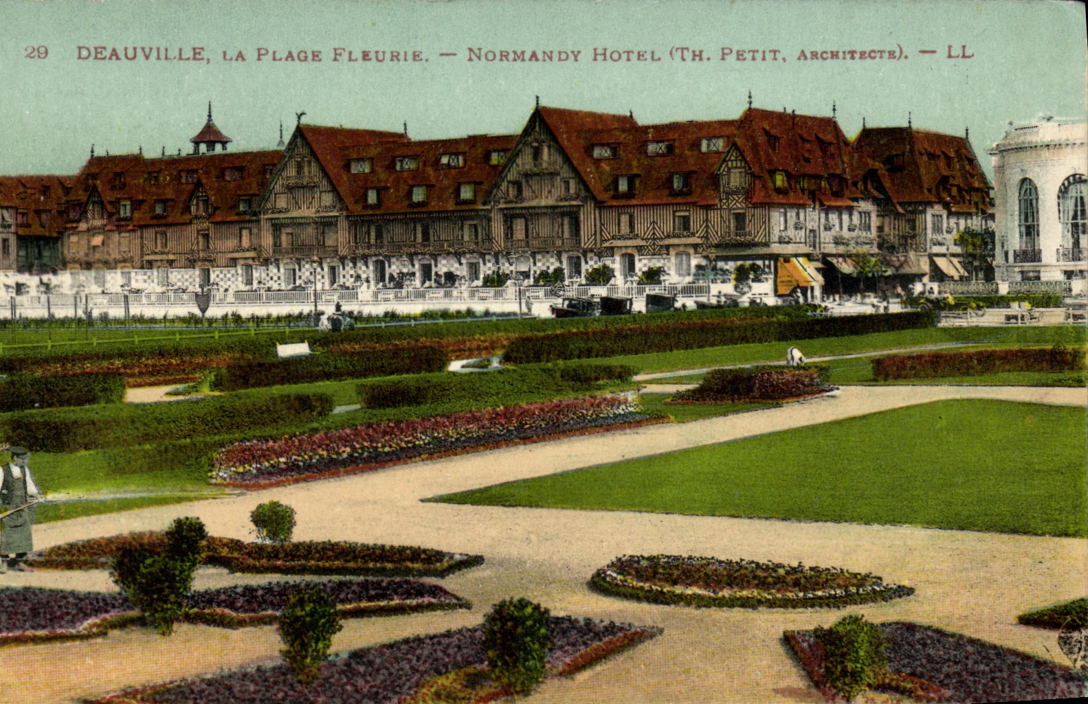 VINTAGE POSTCARD Deauville the Flowered Beach Normandy