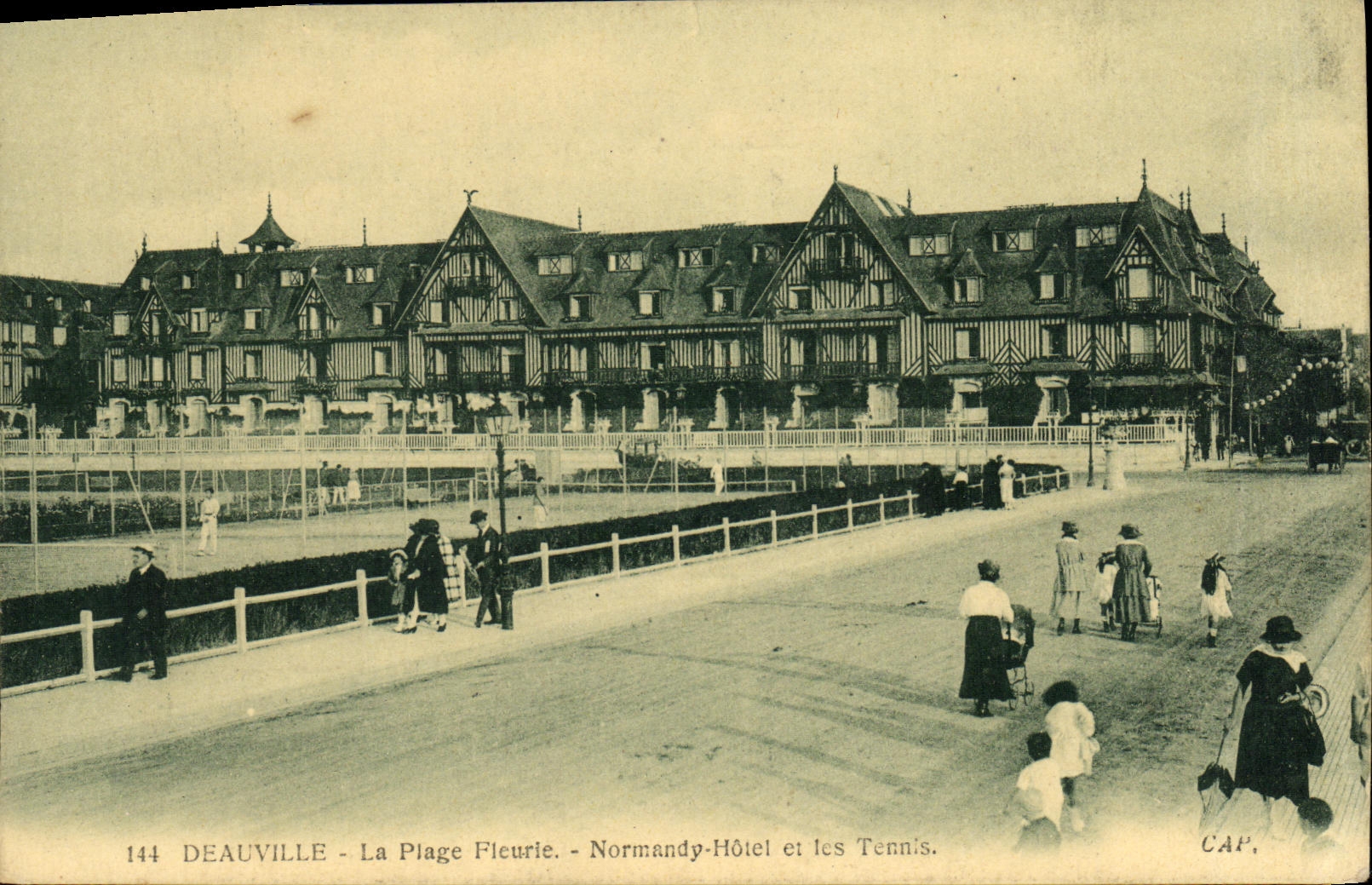 VINTAGE POSTCARD Deauville the Casino and Normandy Hotel and tennis