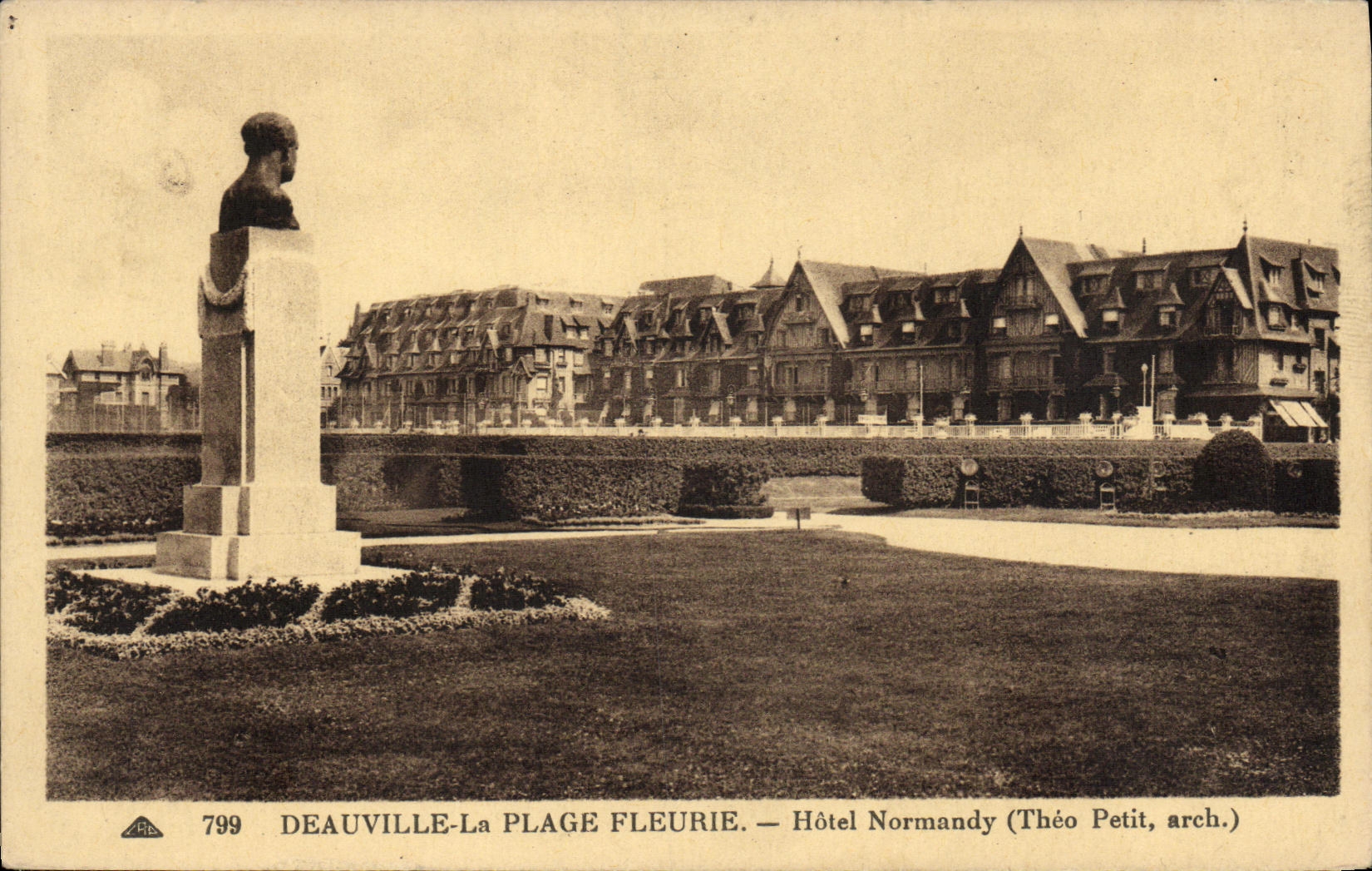 VINTAGE POSTCARD Deauville Flowered Beach Normandy Hotel
