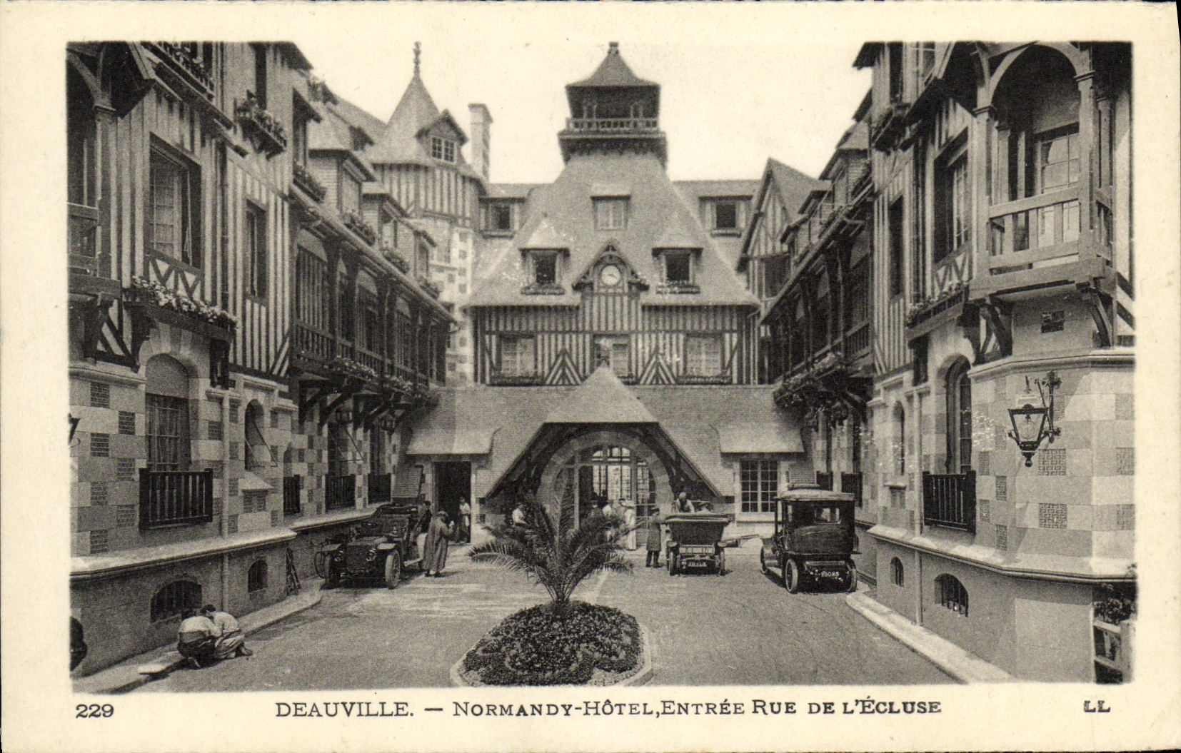 VINTAGE POSTCARD Deauville the Flowered Beach Normandy Hotel entered street of L locks
