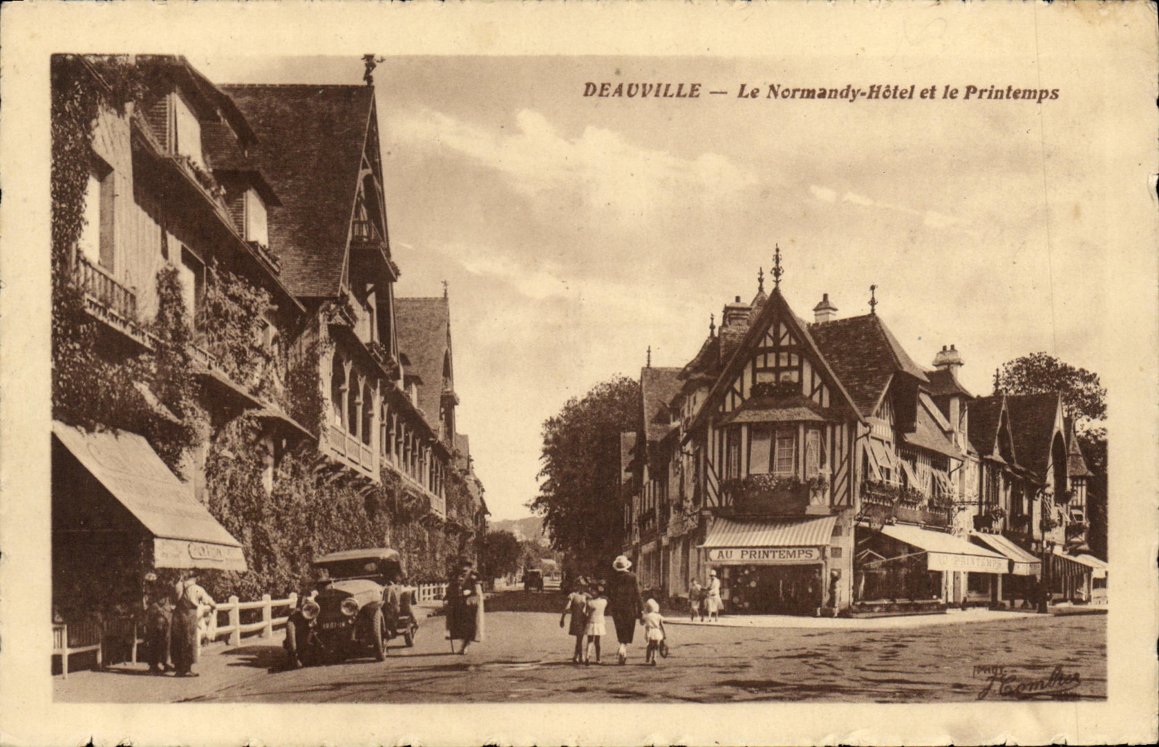 VINTAGE POSTCARD Deauville Normandy Hotel and spring