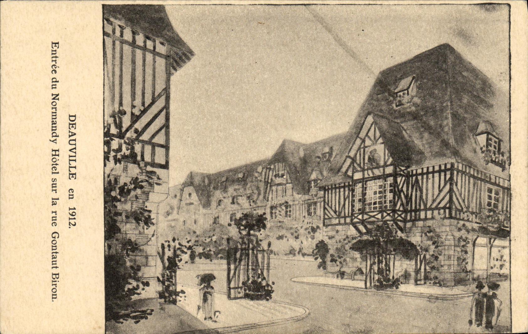CPA Deauville Normandy Hotel en 1912 entree du Normandy Hotel sur la rue Gontaut Biron