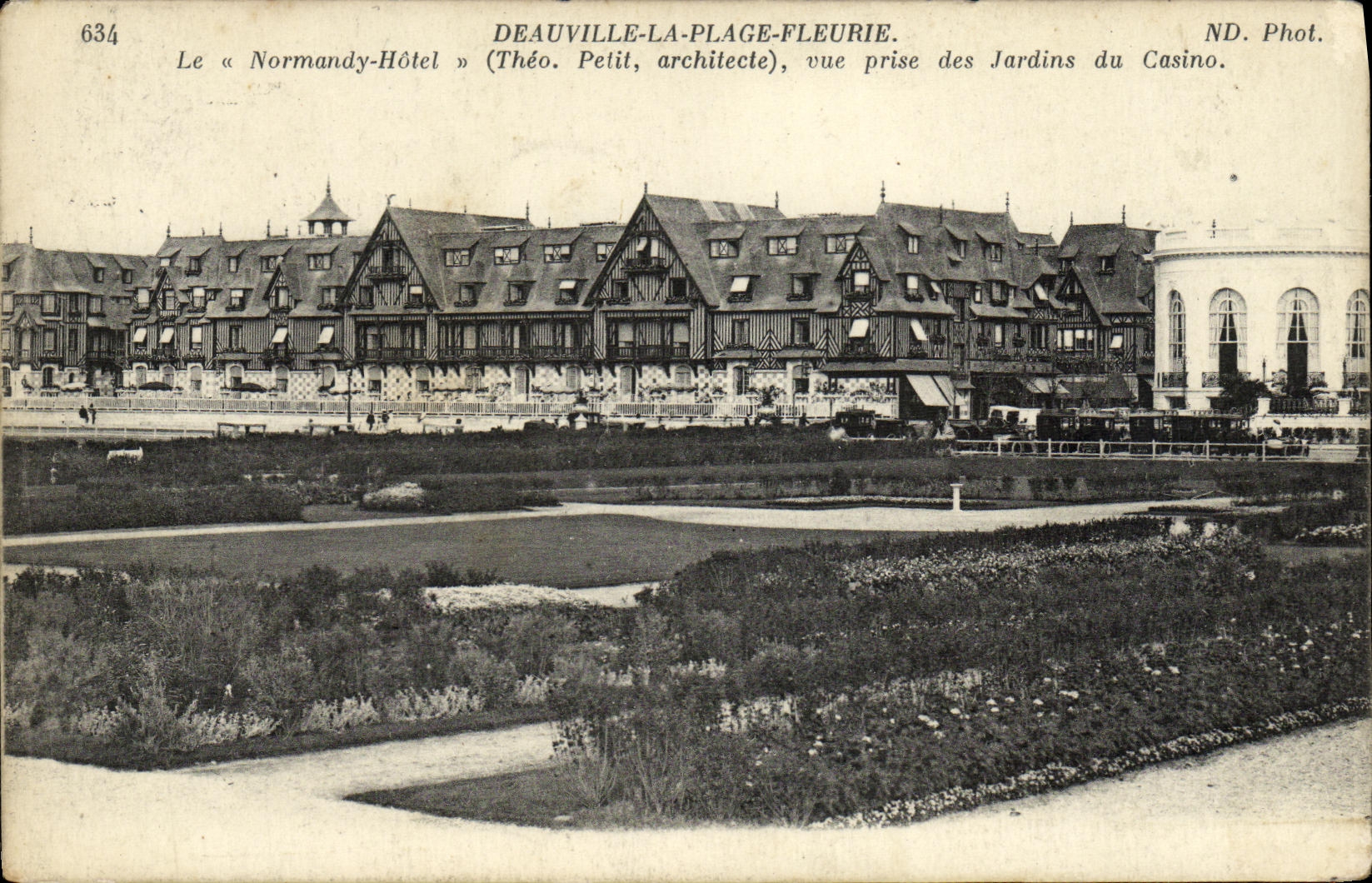 VINTAGE POSTCARD Deauville On Sea Normandy Hotel seen from of the gardens of the casino