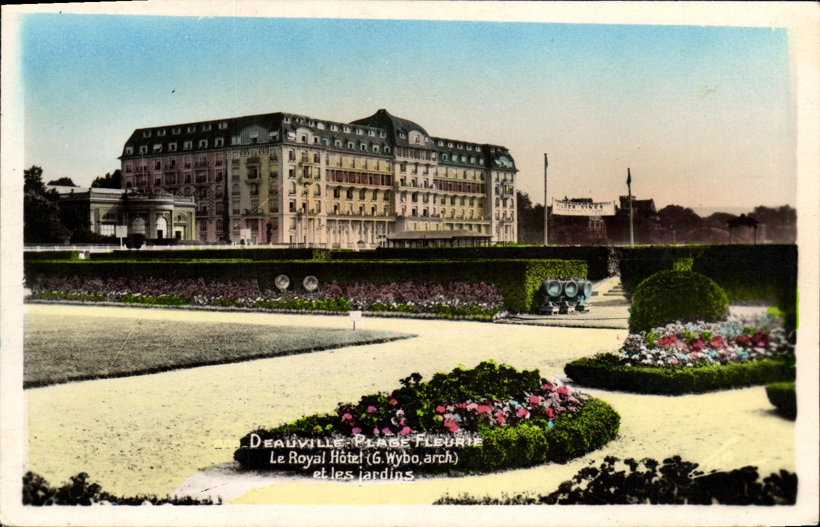 MODERN CARD Deauville Flowered Beach the Royal Hotel and gardens