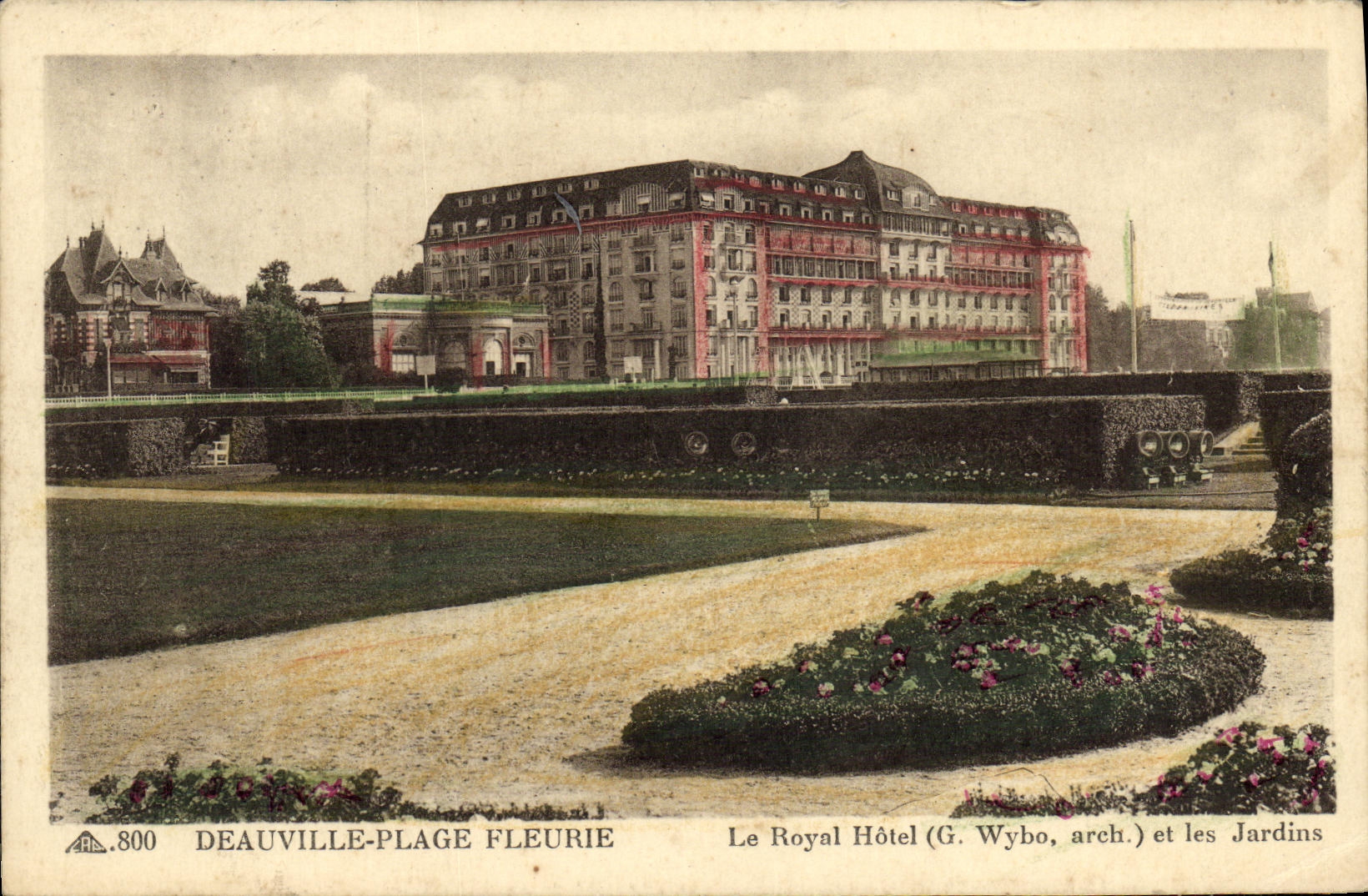 VINTAGE POSTCARD Deauville Flowered Beach the Royal Hotel and Gardens