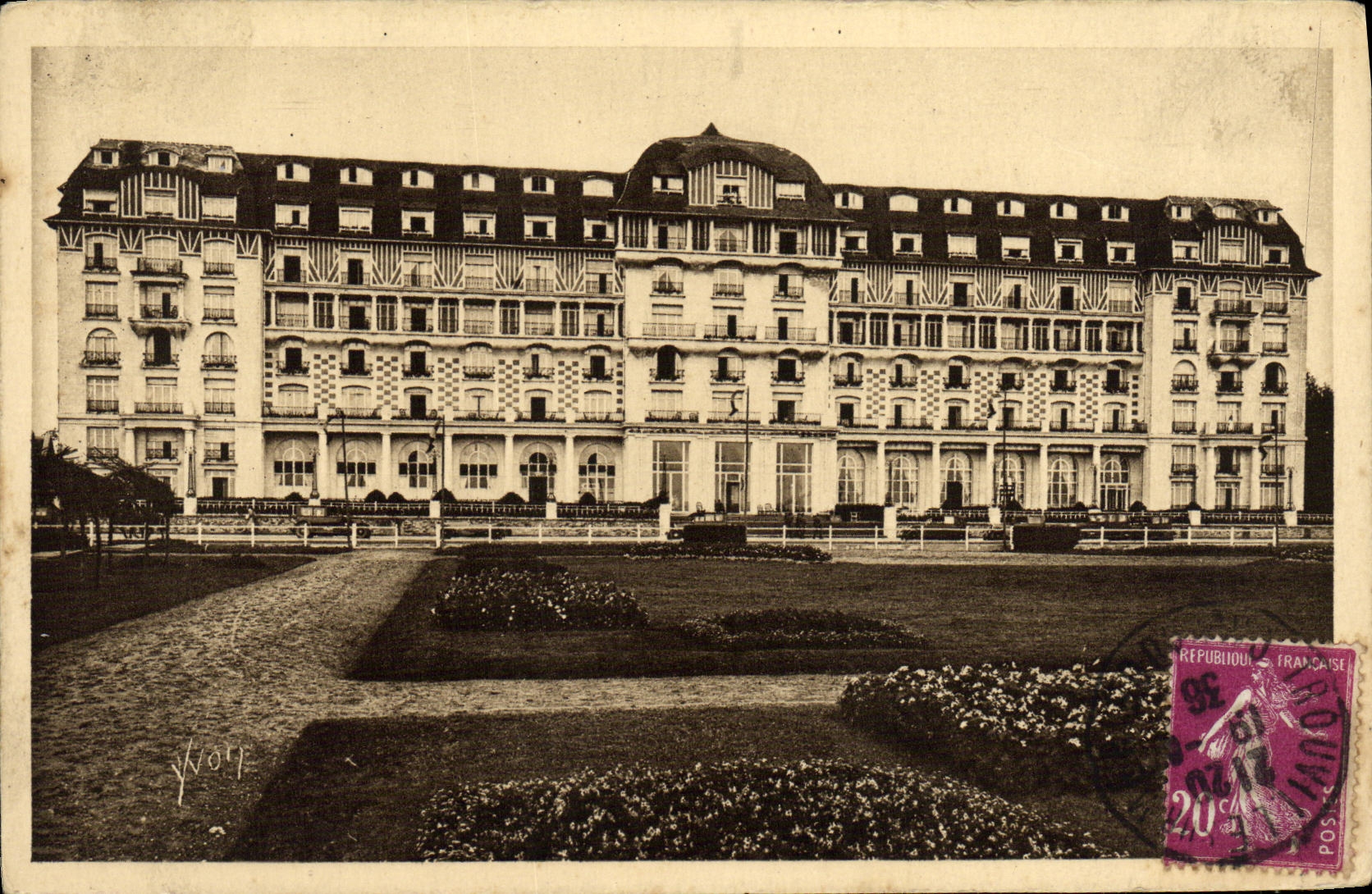 VINTAGE POSTCARD Deauville the Royal Hotel and Gardens