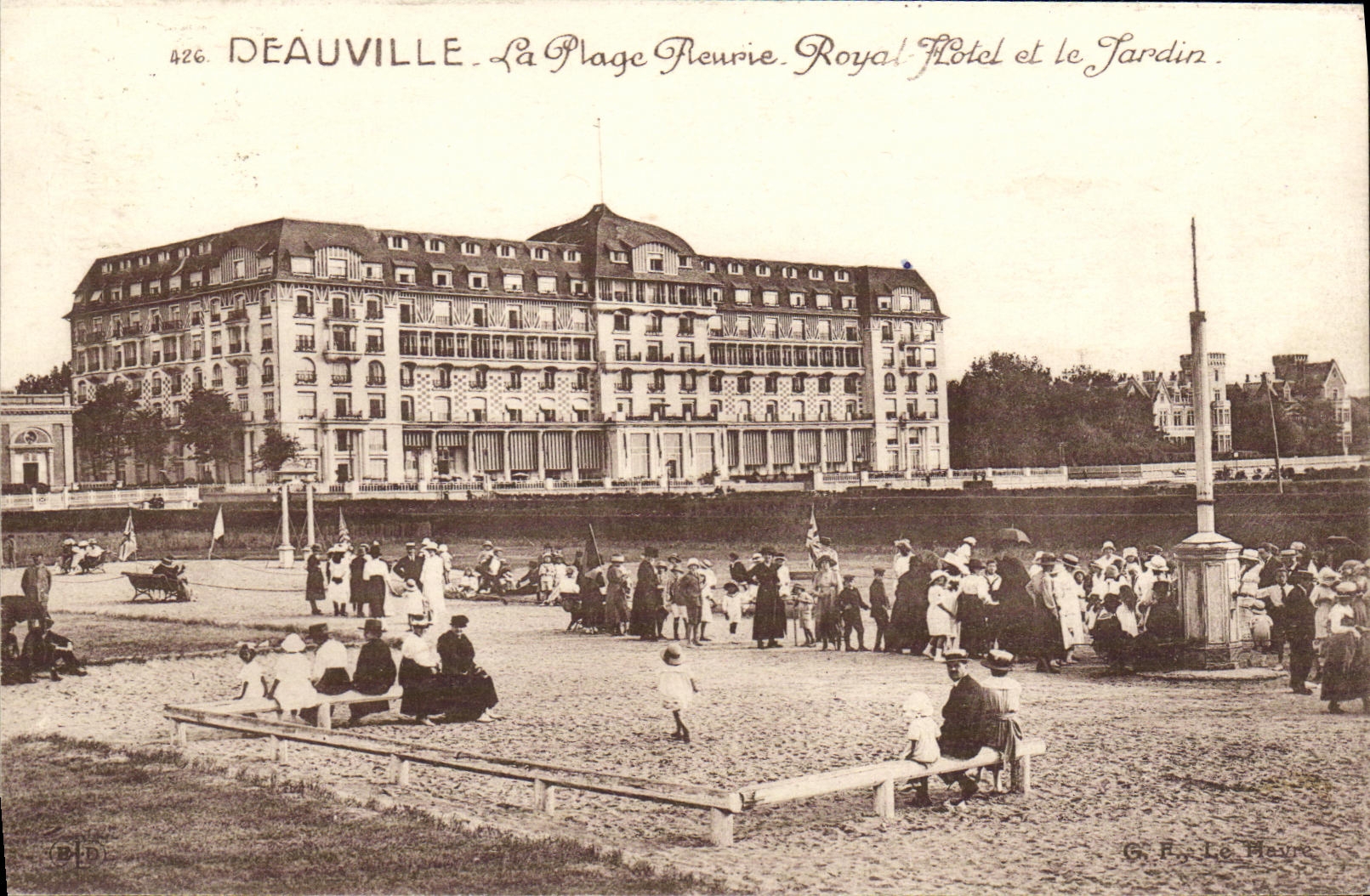 VINTAGE POSTCARD Deauville the Flowered Beach Royal Hotel and the Garden