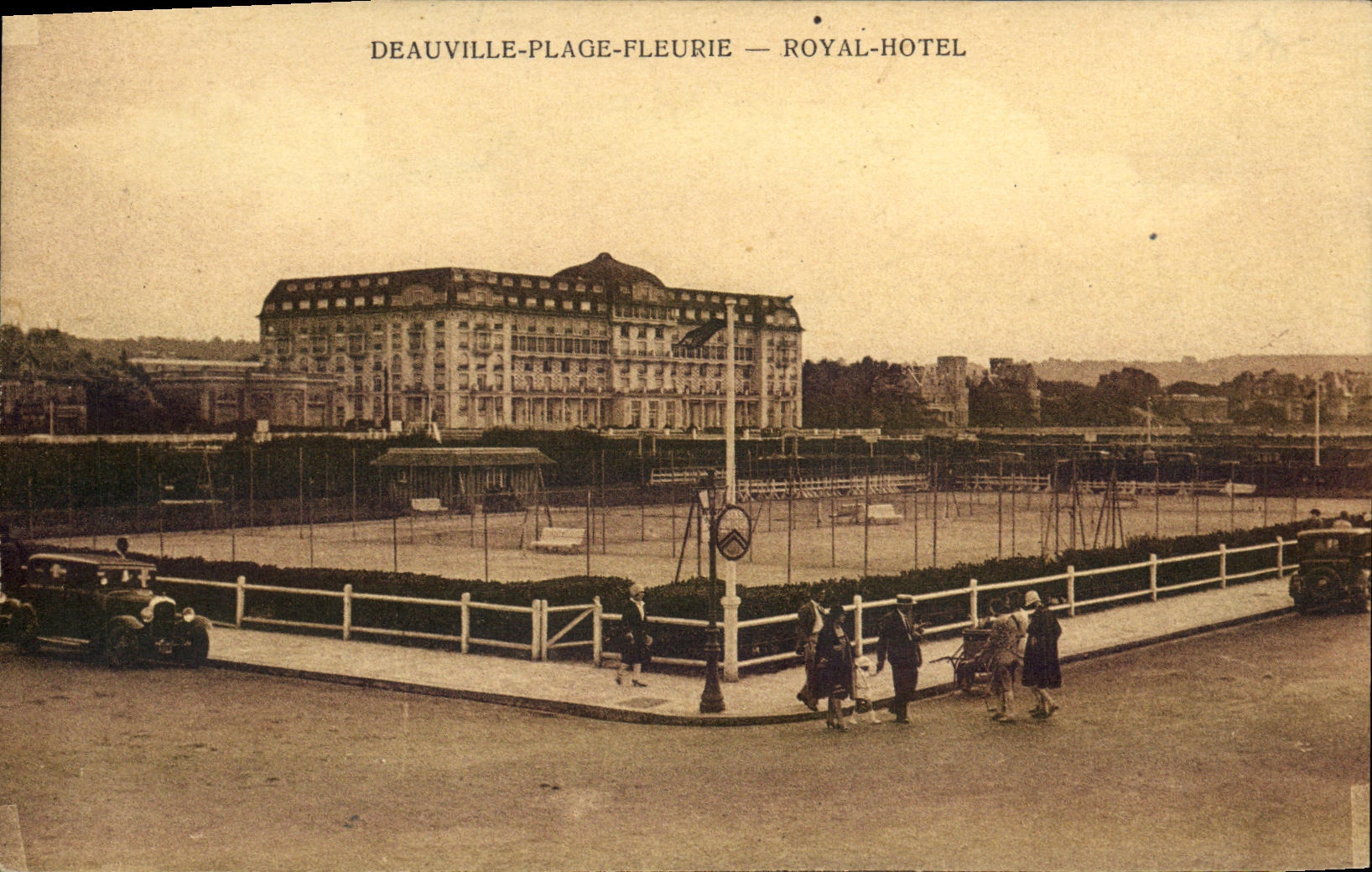 VINTAGE POSTCARD Deauville Flowered Beach Royal Hotel Tennis