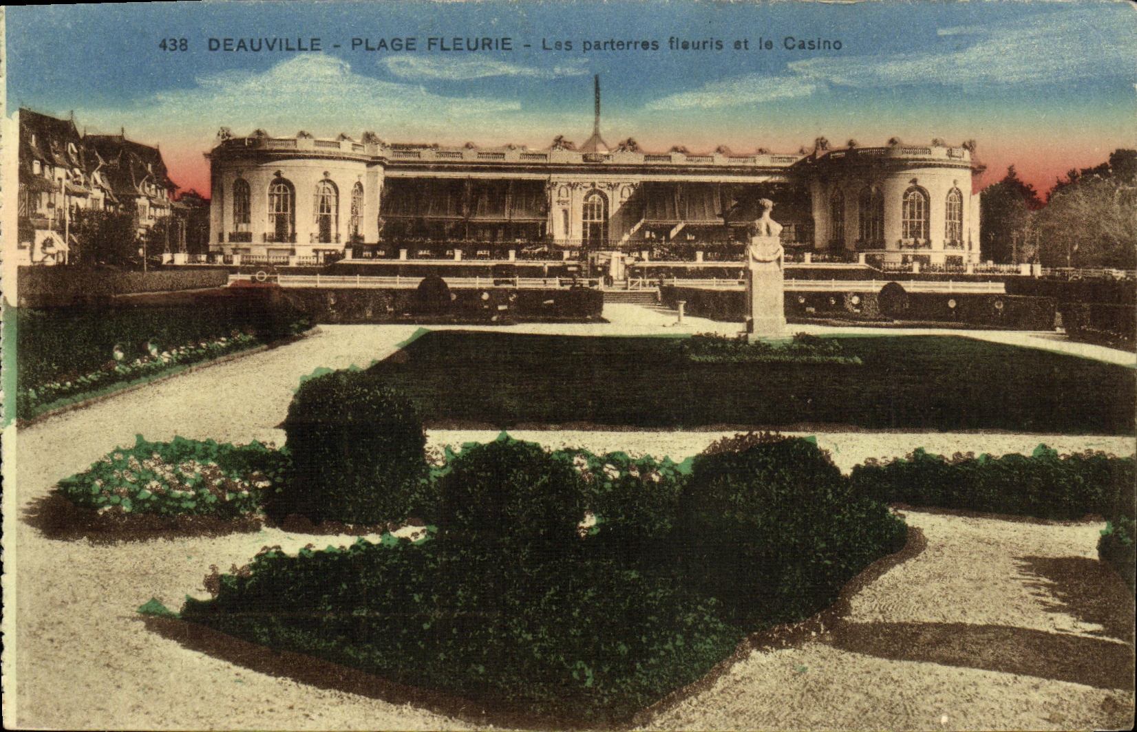 VINTAGE POSTCARD Plag Deauville Flowered flowered Floors and the Casino