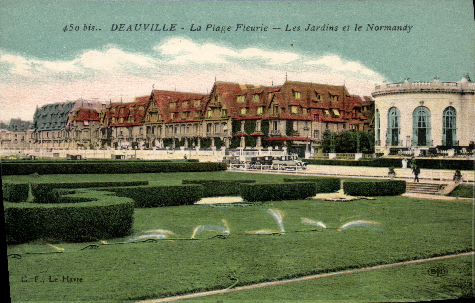 VINTAGE POSTCARD Deauville Plag Flowered Gardens and Normandy