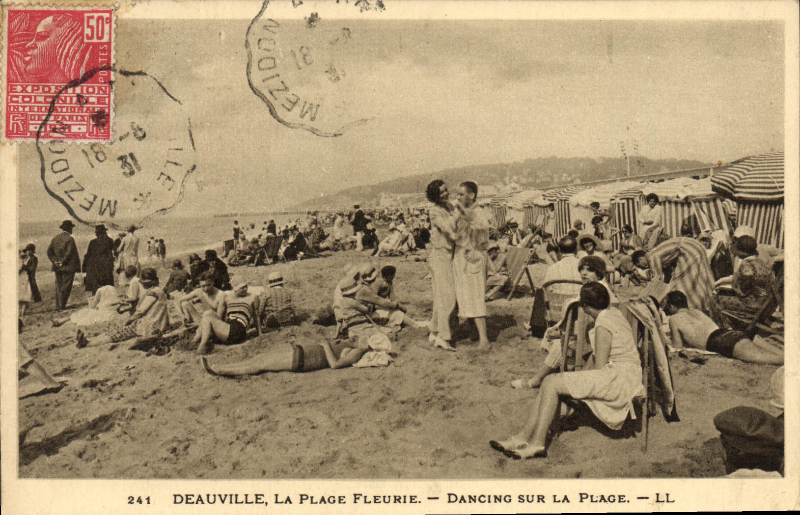 La POSTAL Deauville de la VENDIMIA la playa florecio el pasillo de danza en la playa