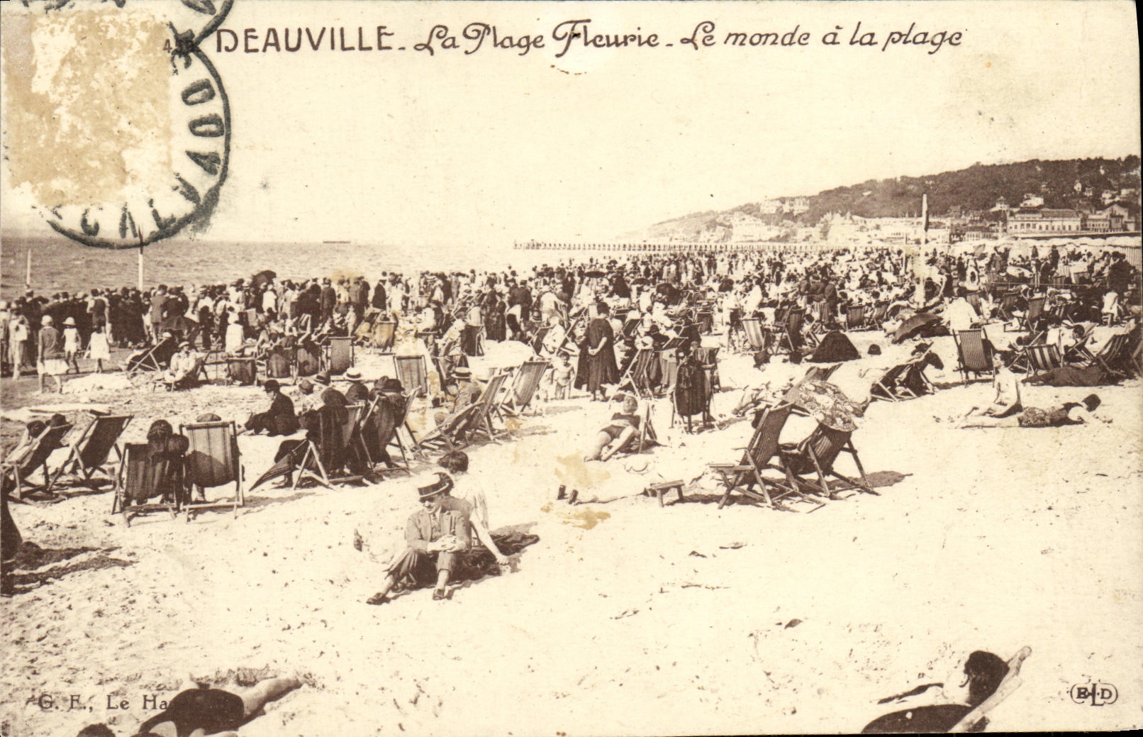 POSTAL Deauville de la VENDIMIA la playa florecida el mundo con la playa